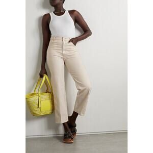 Reformation Jeans Women's 30 Beige Cowboy Striped High-Rise Straight B95